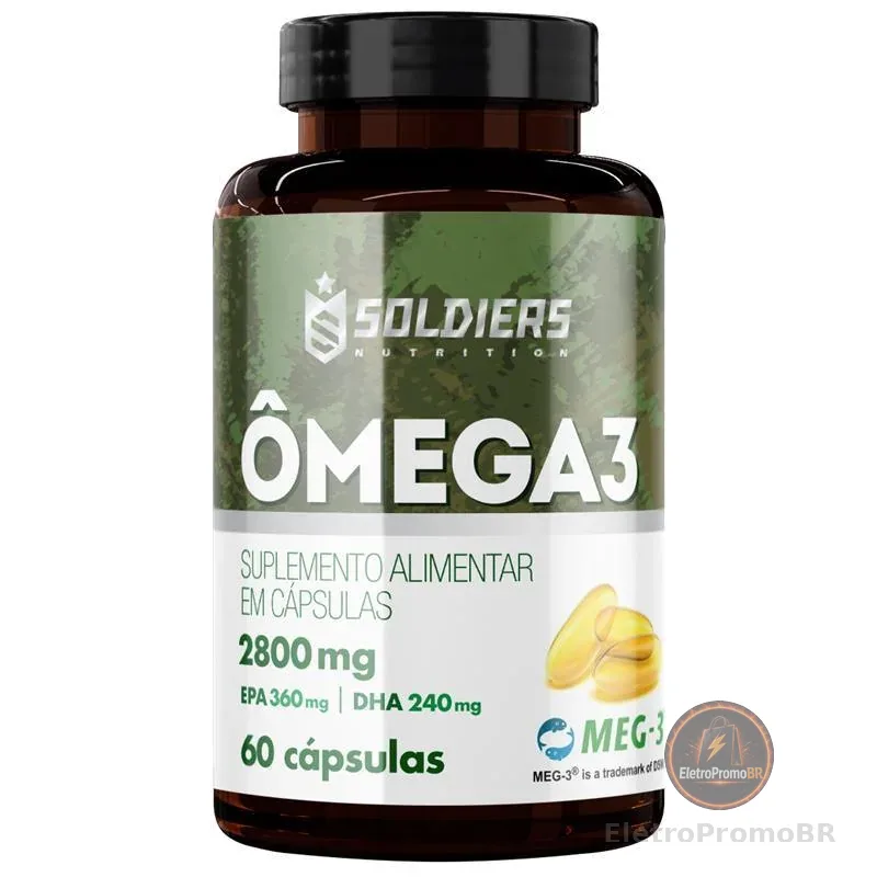 Ômega 3 60 Caps 2800mg MEG 3 Soldiers Nutrition Suplemento Esportivo Performance Saúde