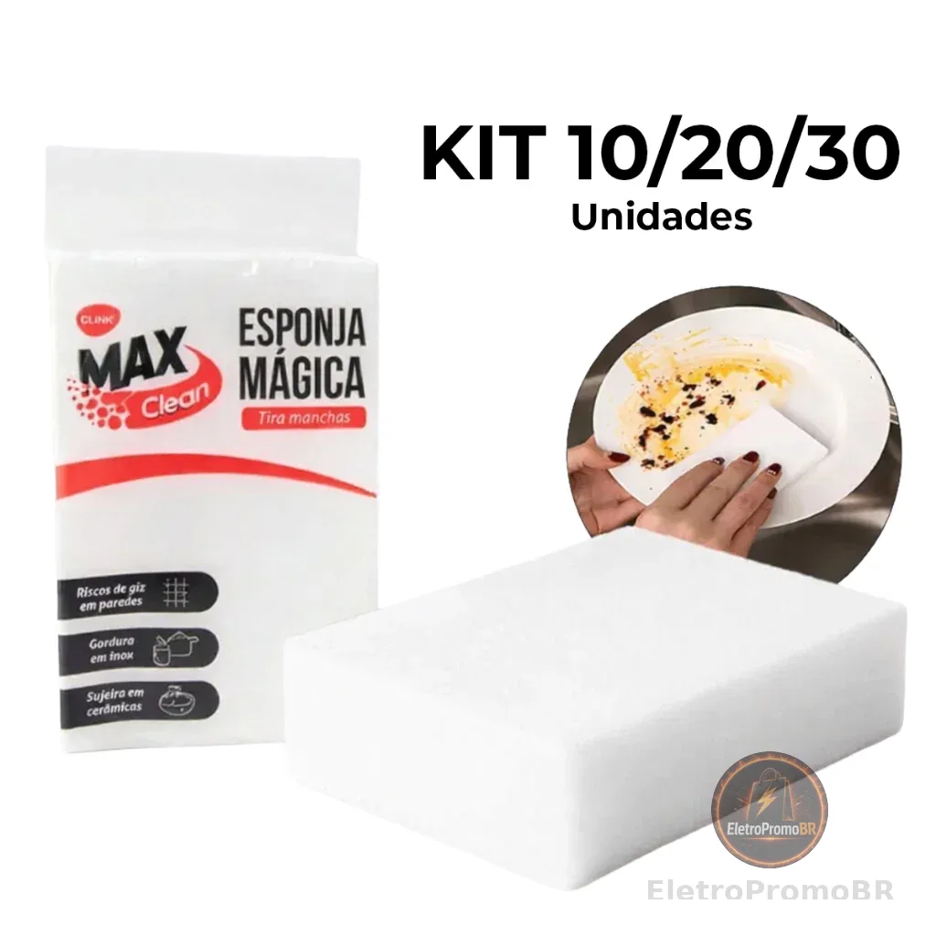 Kit 10 20 30 Esponjas Mágica Bucha Melamina Tira Mancha Original Desengordura Limpeza Incrivel