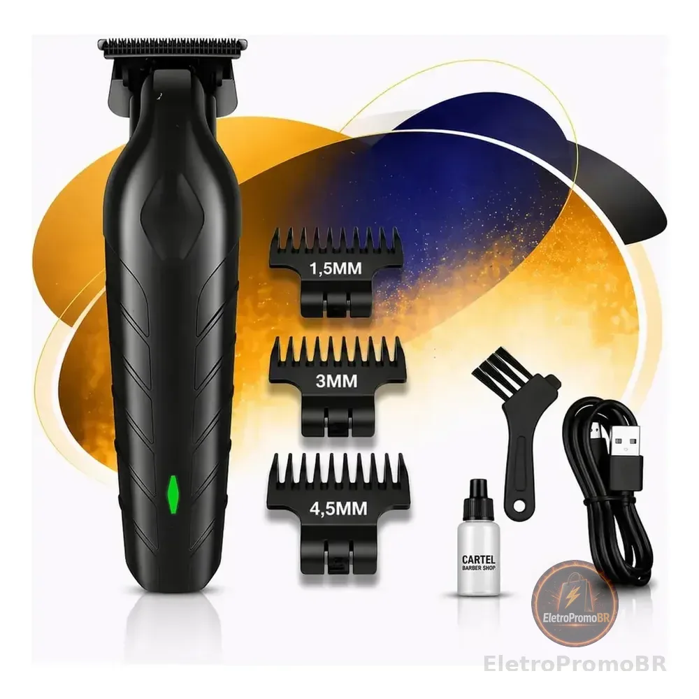 Maquina Corte Cabelo Acabamento Pezinho Barbeador Depilador Portátil Com Carregamento Usb Cartel 2299 Profissional Cor Preto 127/220v