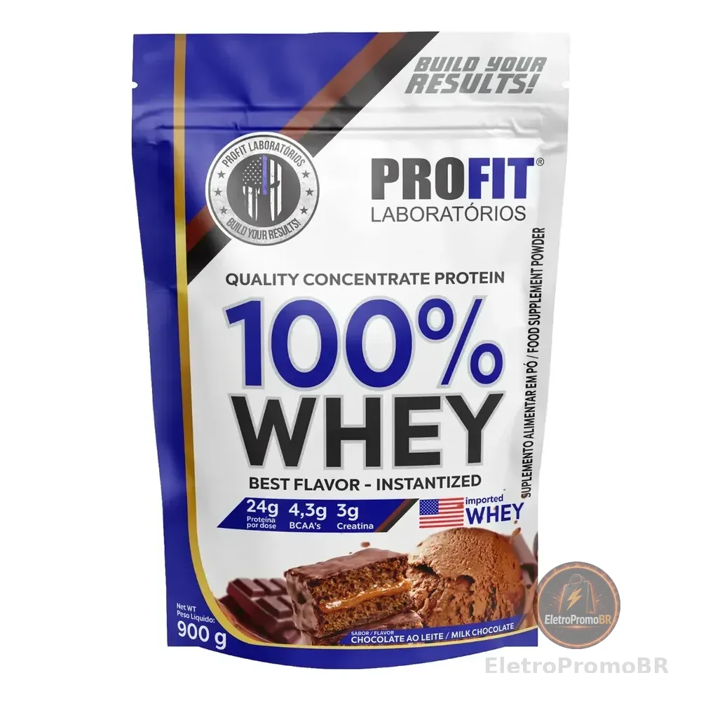 100% Whey - Concentrado Refil 900g -profit Sabor Chocolate