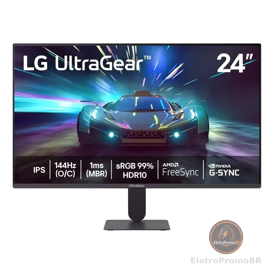 Monitor LG Ultragear 24g411a-b 24 ,fhd, 144hz, 1ms (mbr), Nvidia G-sync, Amd Freesync, Hdr10 Preto