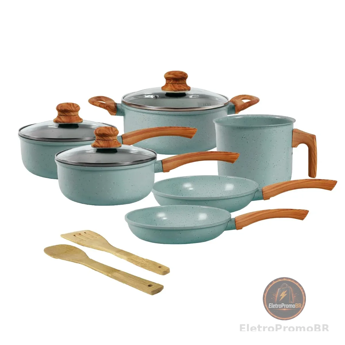Jogo de Panelas de Alumínio Revestimento Cerâmico com Antiaderente Ecoglide Tuut Marble 8 peças