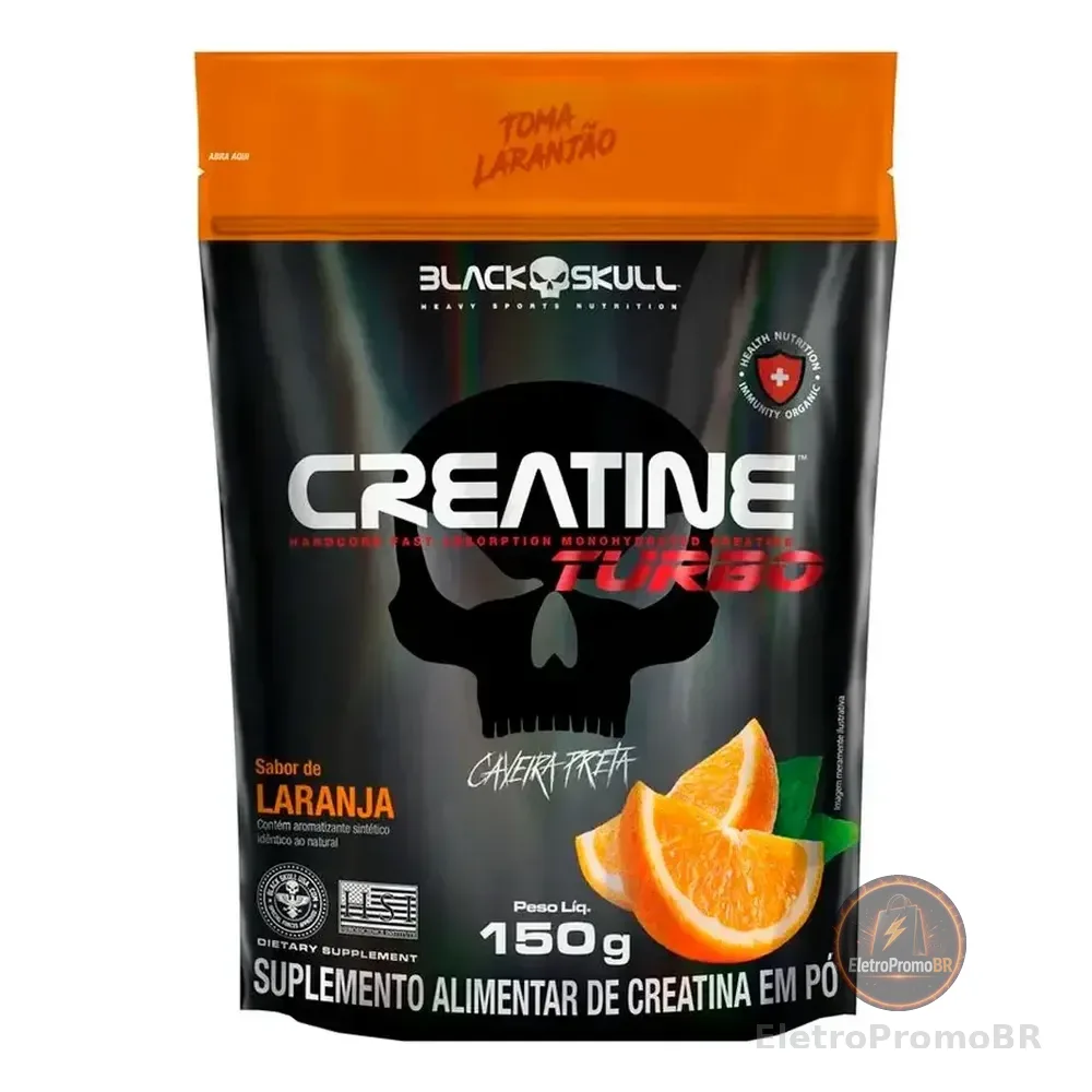 Creatina Turbo Refil - 150g - Caveira Preta / Black Skull Sabor Laranja