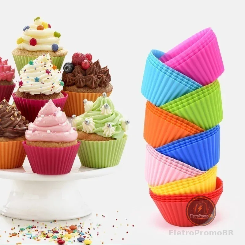 Mini Forma de Silicone para Cupcake Bolo Gelatina e Mini Muffin 12 Peças