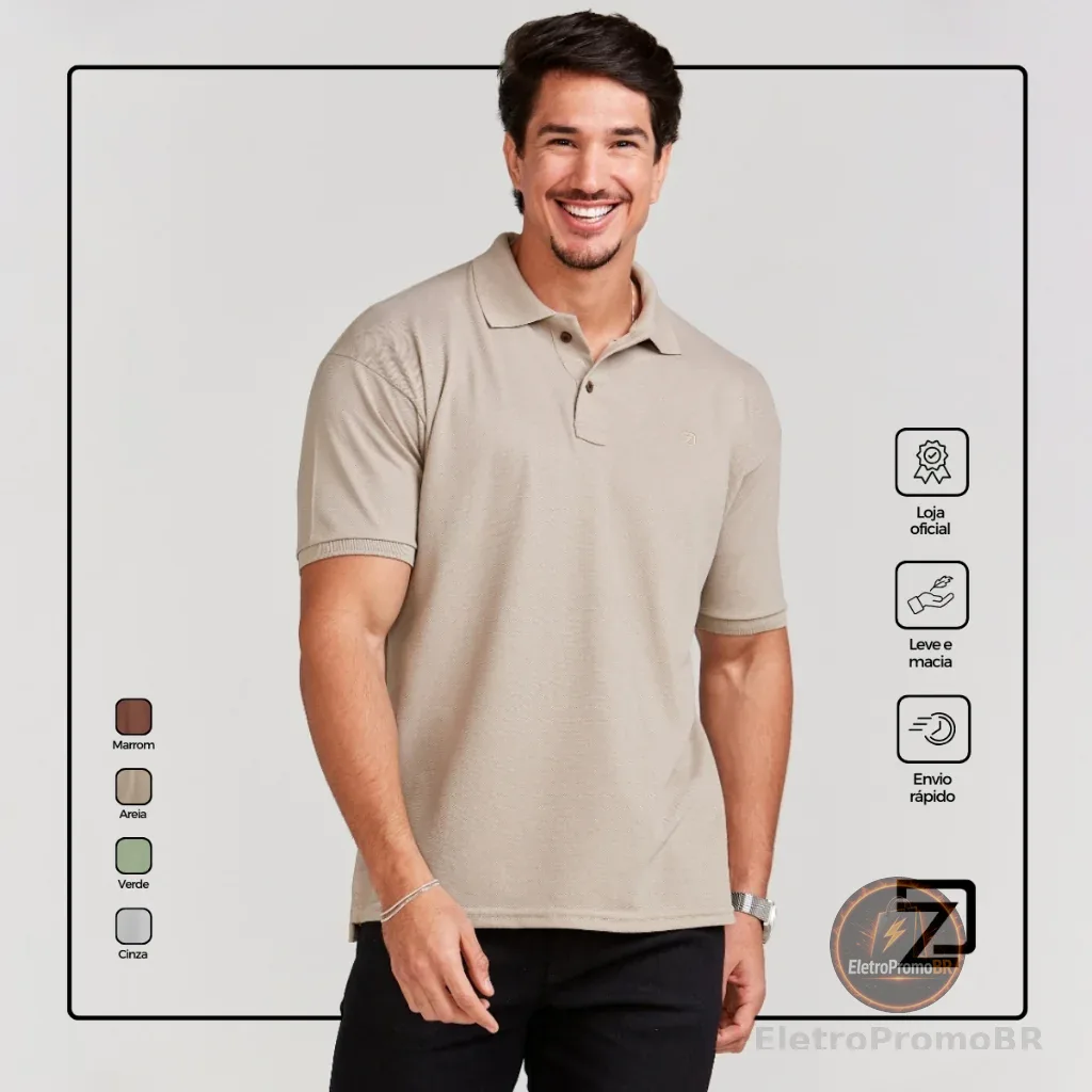 Camisa Polo Masculina Algodão Piquet