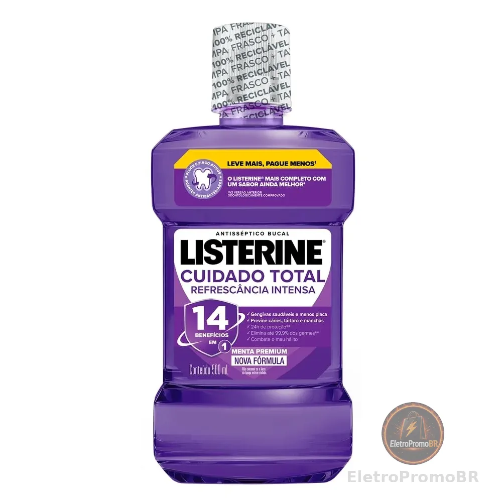 Listerine Cuidado Total 14 Benefícios em 1 Enxaguante Bucal, 500mL