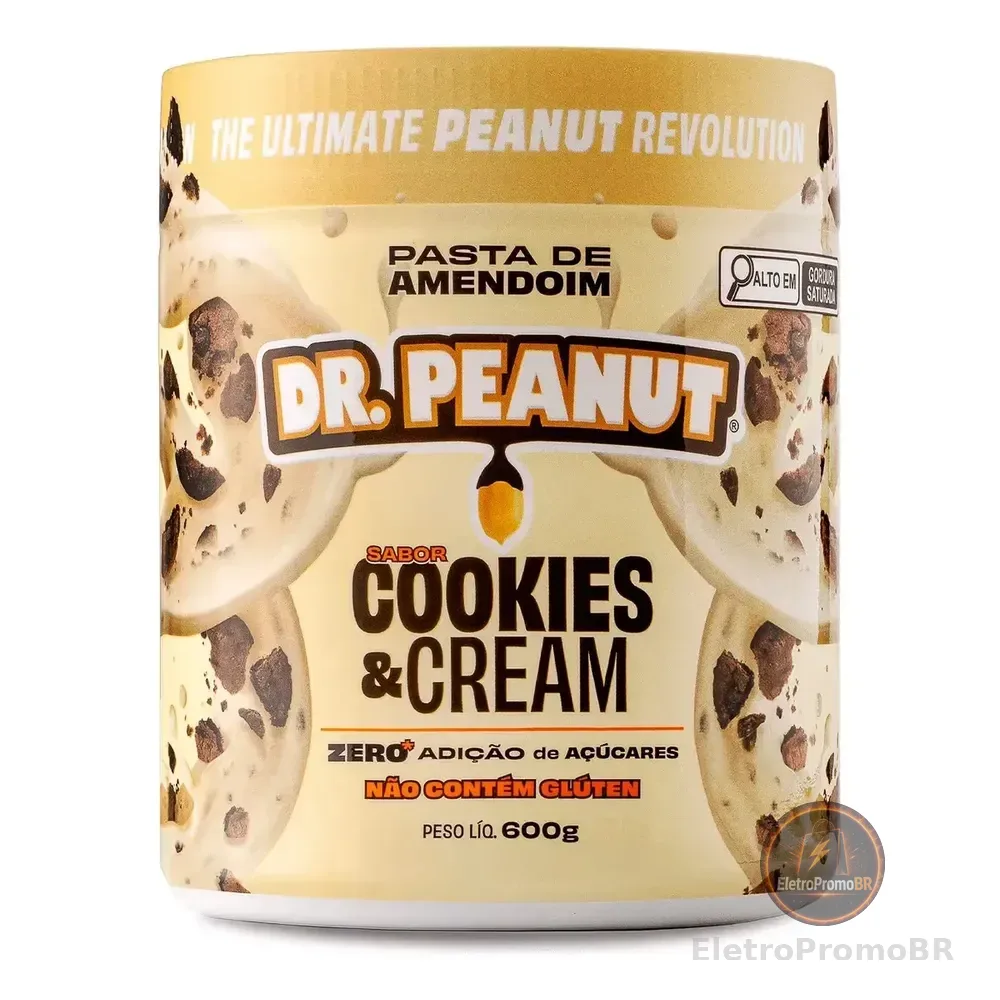 Pasta De Amendoim Dr. Peanut Sabor Cookies & Cream De 600g
