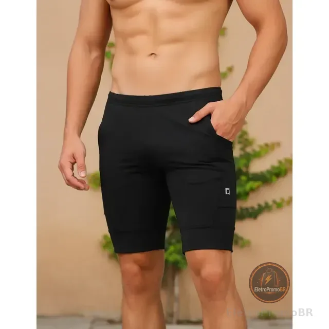 Bermuda De Compressão Com Bolsos Laterais Masculina