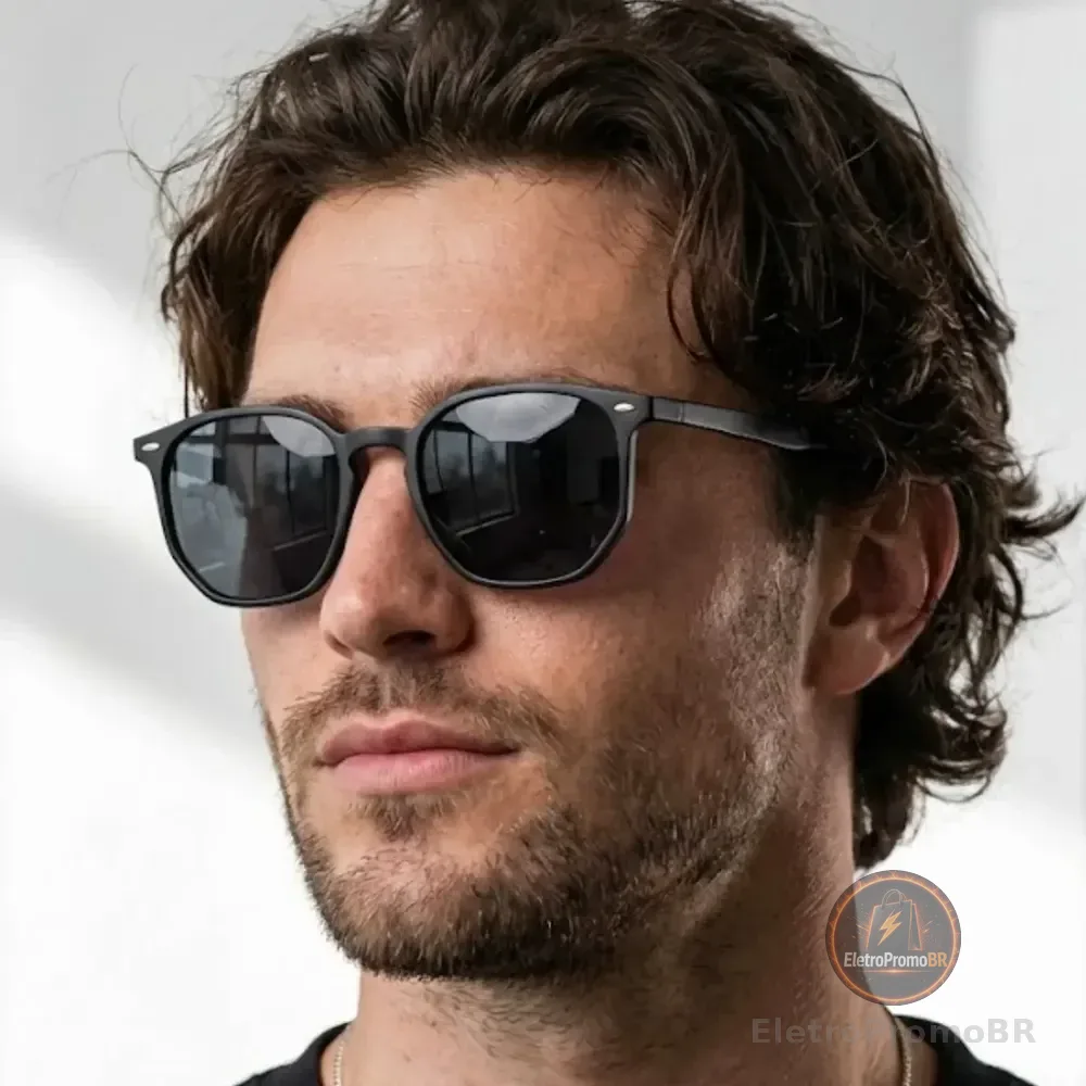 Óculos De Sol Hexagonal Premium Proteção Uv400 Flexivel Moda Vintage Kit Case Brinde Tendencia Cacife Brand Acetato Italiano Preto Fosco Preto