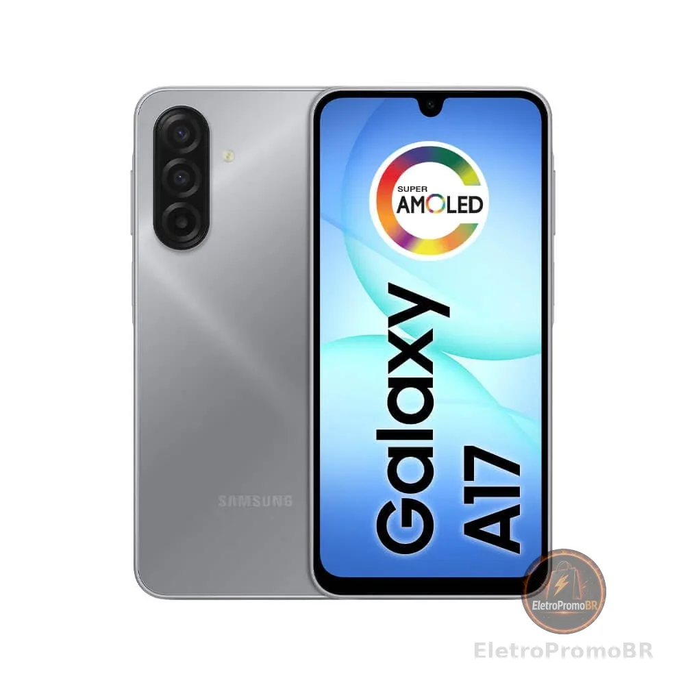 Celular Samsung Galaxy A17, 128GB, 4GB, 50MP Tela 6.7", IP54 - Cinza