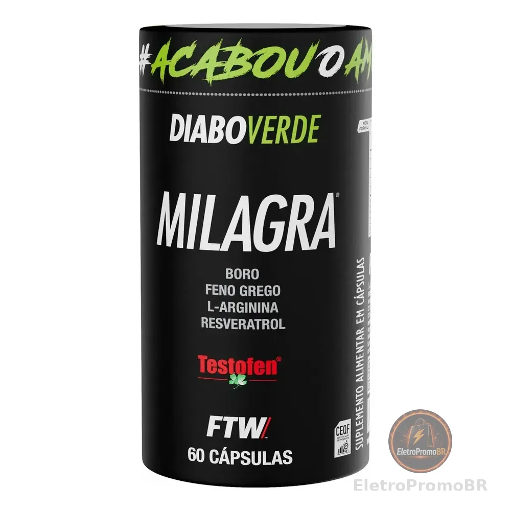 Milagra Pote 60 Cáps Ftw - Diabo Verde Sem Sabor