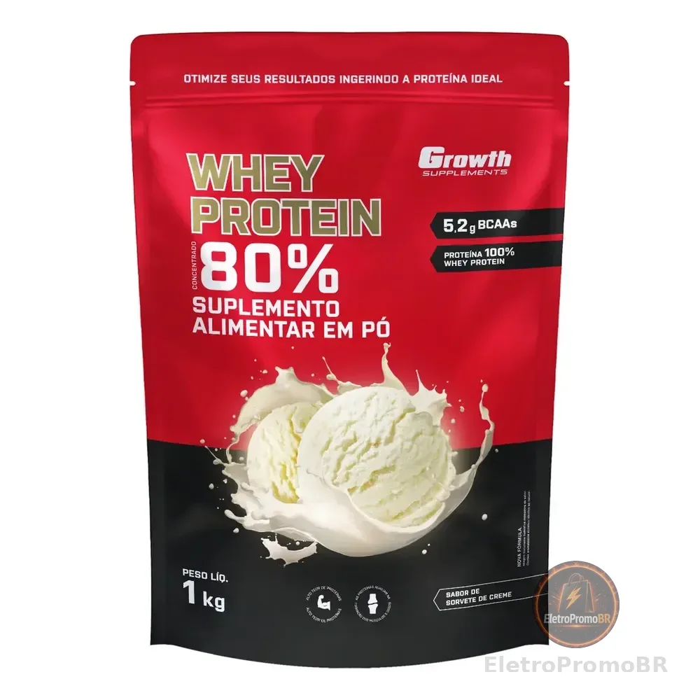 Whey Protein Concentrado 1kg Growth Supplements - Sorvete De Creme