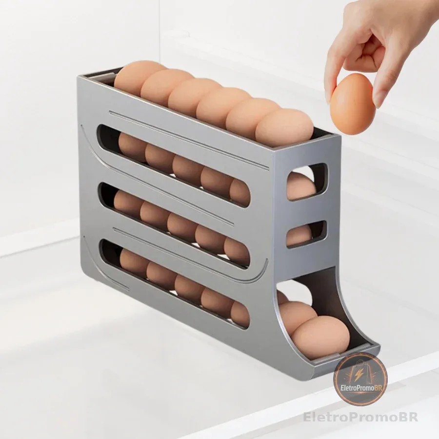 1/2 Peça Porta Ovos Deslizante Organizador Para Geladeira De 4 Camadas Automática Rolantes
