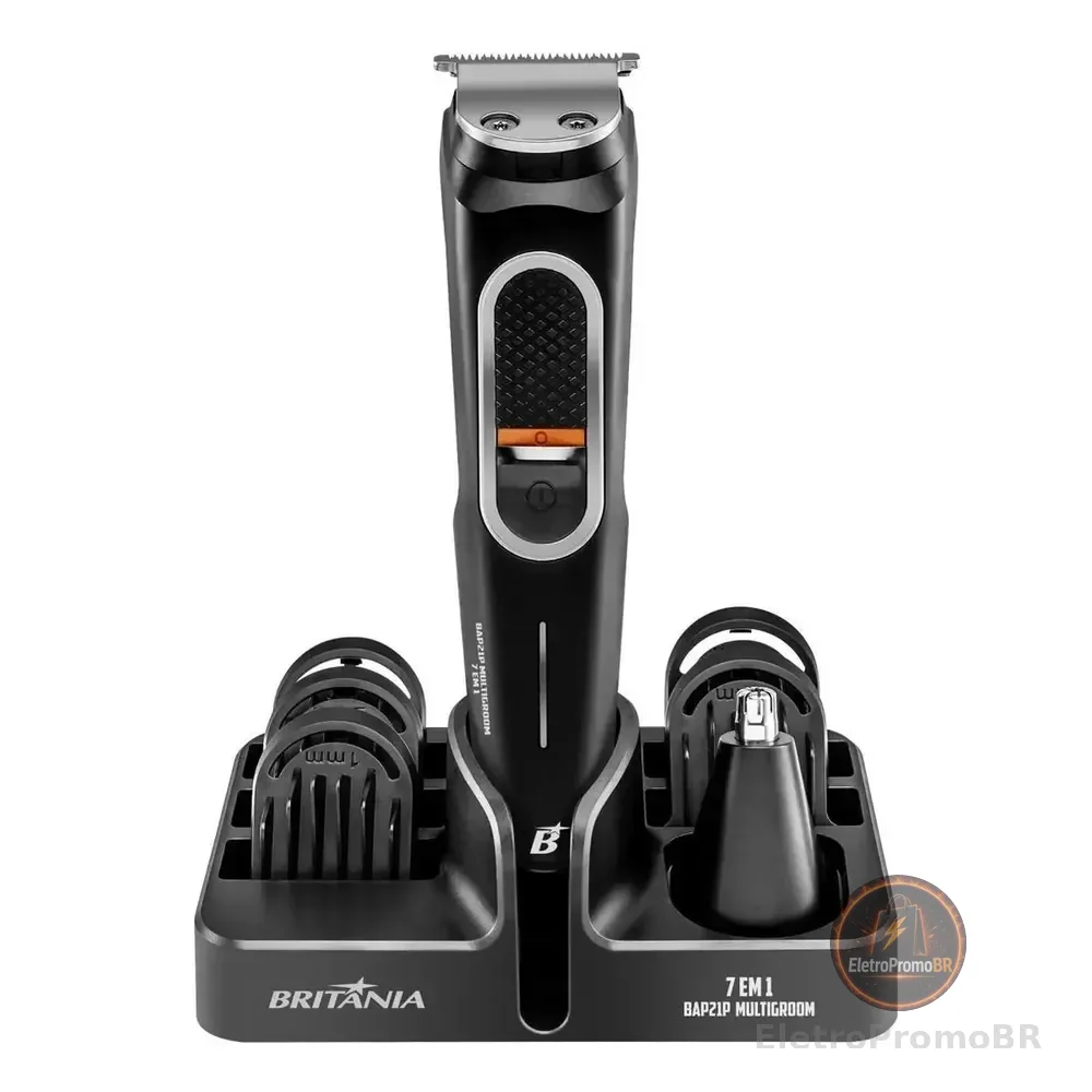 Aparador De Pelos Bap21p Multigroom 7 Em 1 Britânia Bivolt Preto 127/220v