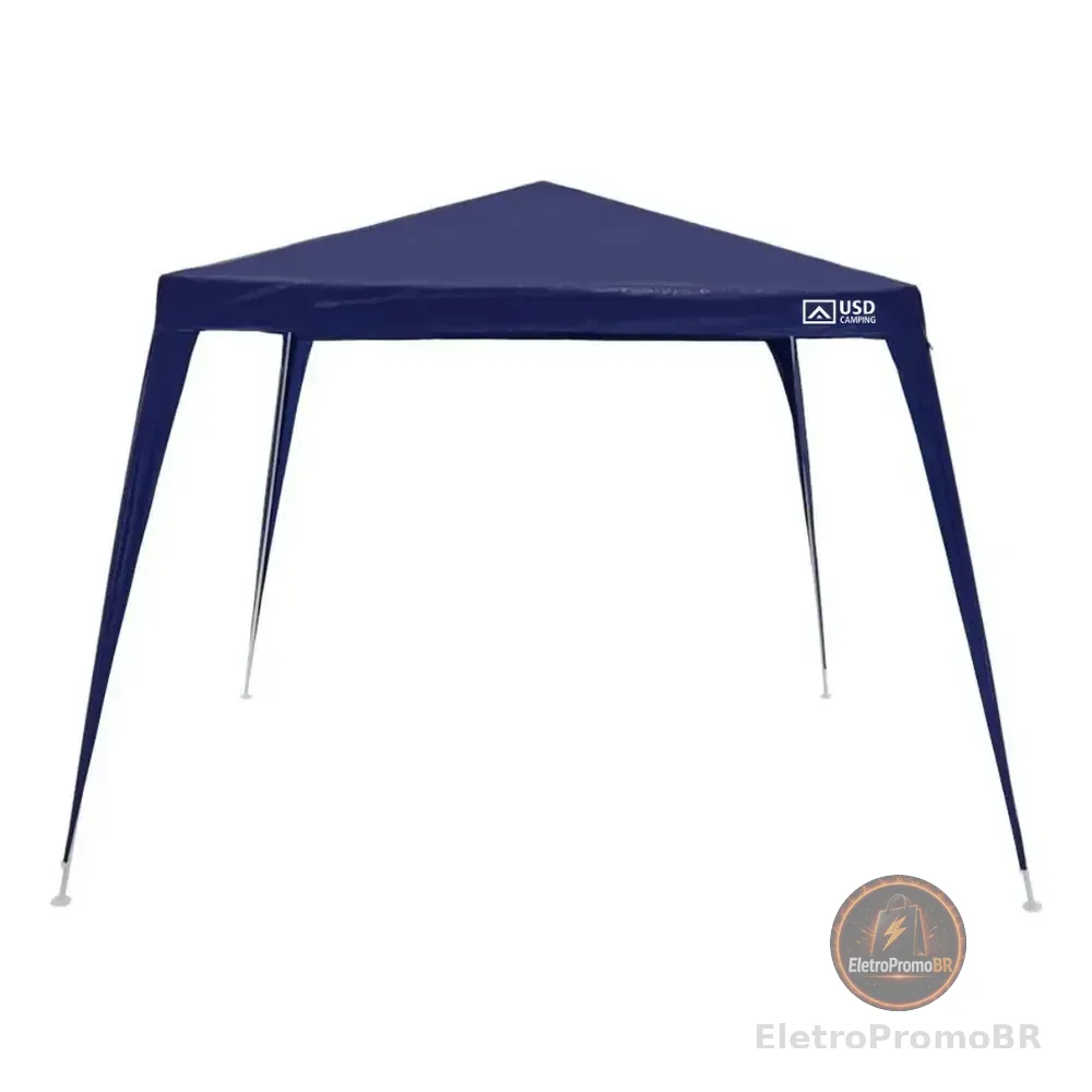 Tenda Gazebo Azul Polietileno 3x3 Metros Desmontável Camping Praia Pésca Usd Azul-marinho