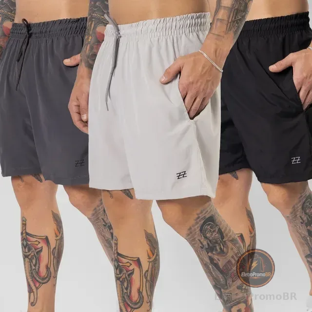 Kit 3 Bermudas Masculinas Premium Academia Treino Praia