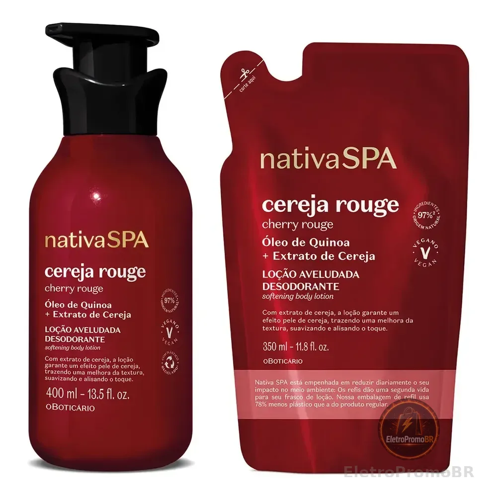 Combo Nativa Spa Cereja Rouge: Loção Corporal 400ml + Refil