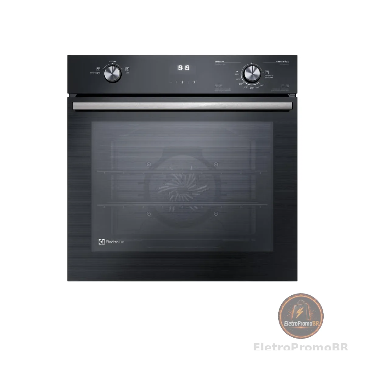 Forno de Embutir Electrolux a Gás 80L Efficient com PerfectCook360 Preto OE8GH 220v