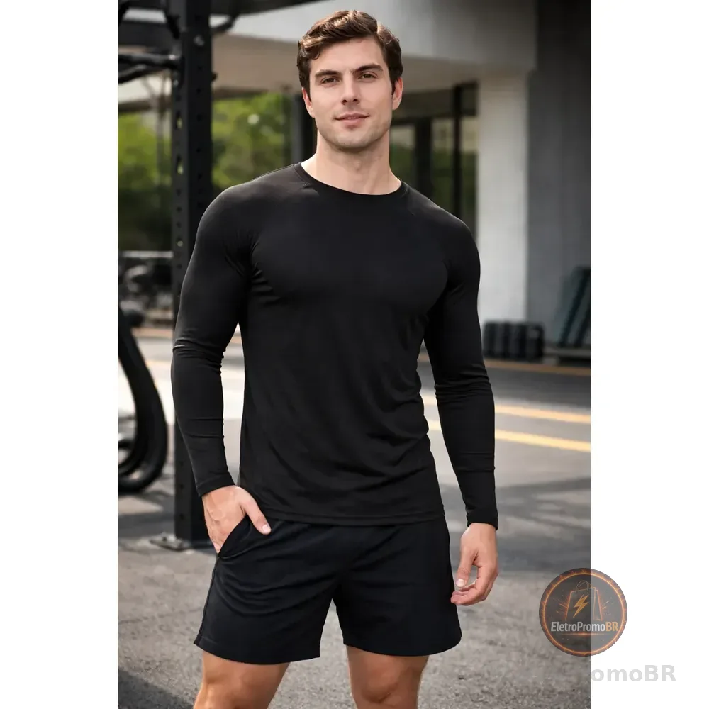 Camisa Térmica Segunda Pele Proteção Solar Uv Dry Fit Preto M