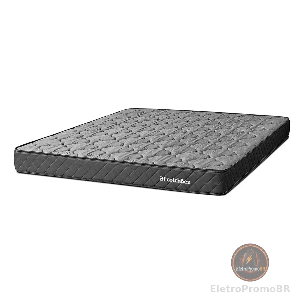Colchão Casal Ortopédico Espuma D45 Extra Firme 138x188x17cm Bf Colchões Preto
