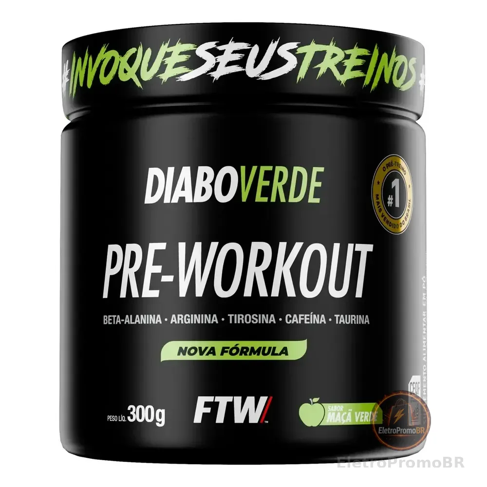Pré Treino Pre Workout Diabo Verde Pote Sabor Maça Verde Ftw