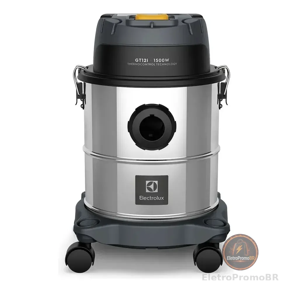 Aspirador De Pó E Água Função Sopro Compacto Líquidos Químicos Inox 1500w 12l Total 8,5l Útil Protetor Térmico Gt12i Prateado 127v