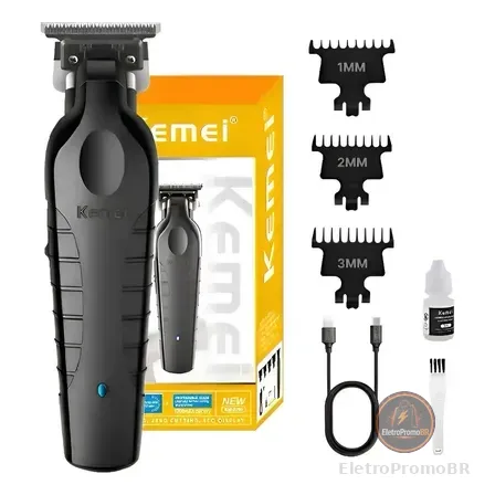 Máquina De Cortar Cabelo Kemei Km-2299 Profissional Com Carregamento Usb Preto 127/220v
