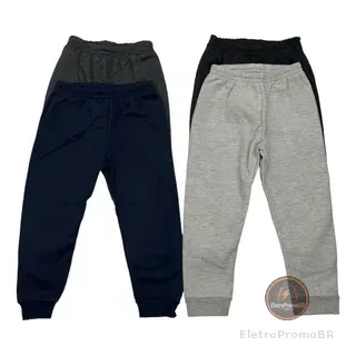 Calça Moletom Kyly Flanelada Infantil Punho 10/16 Kit 4peças