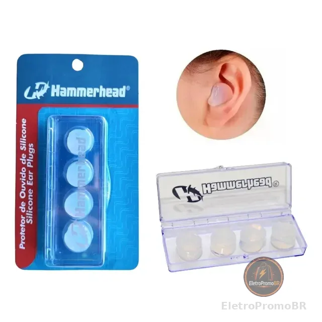 Tampão Protetor De Ouvido Auricular 4 Pc Silicone Hammerhead