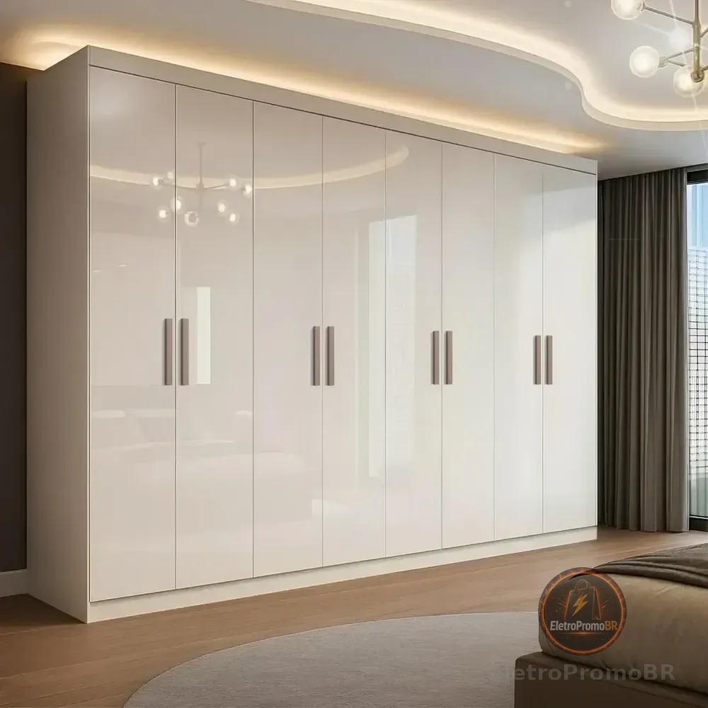 Guarda Roupa Casal Branco Paris 8 Portas 4 Gavetas Espresso Móveis