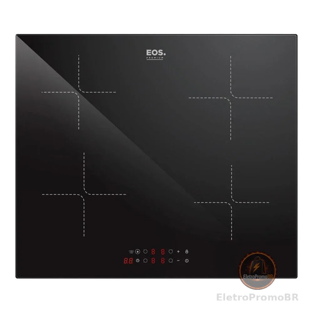 Cooktop de Indução 4 Bocas Eos com Painel Touch Preto 7200w Eci04ep3 220v