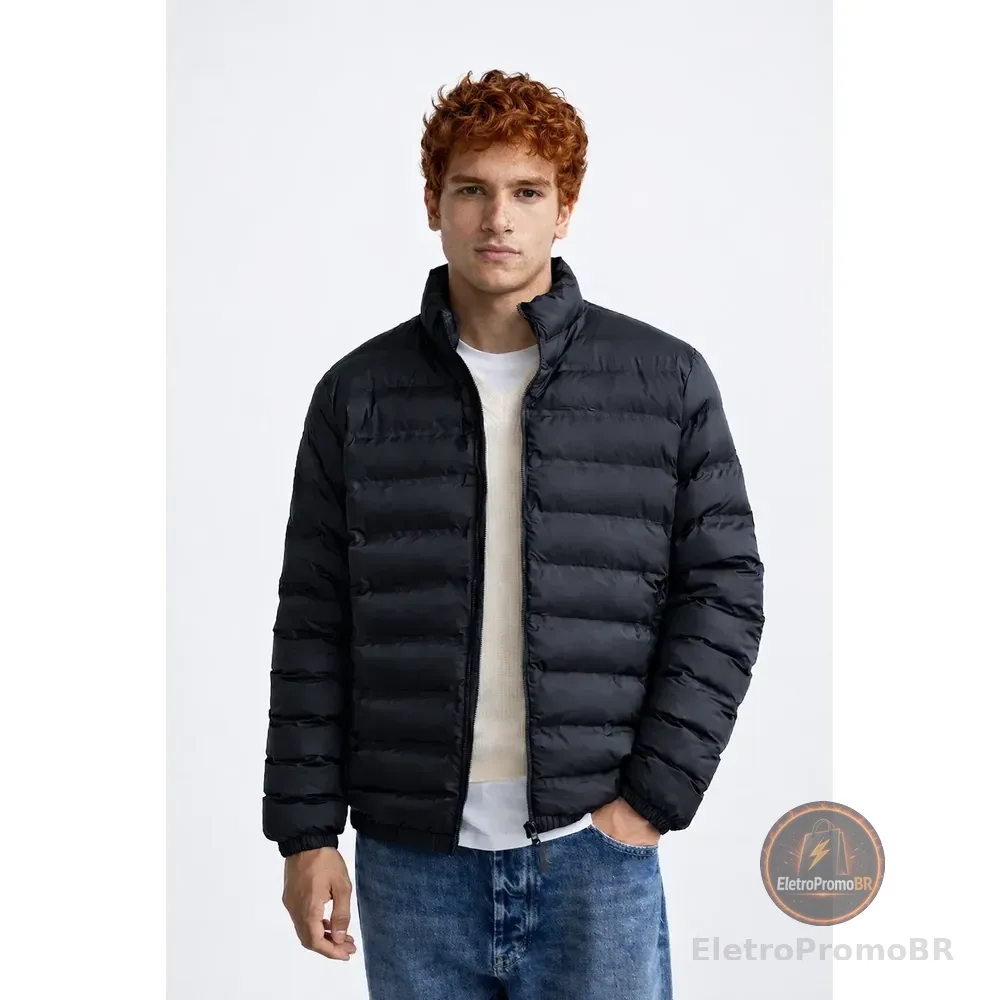 Jaqueta Puffer De Frio Intenso Impermeável Inverno Blusa Preto G