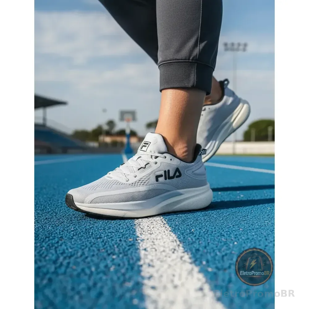 Tênis Original Fila Racer T2 Xtreme Masculino Corrida Cinza Cinza Preto Liso 40 Br