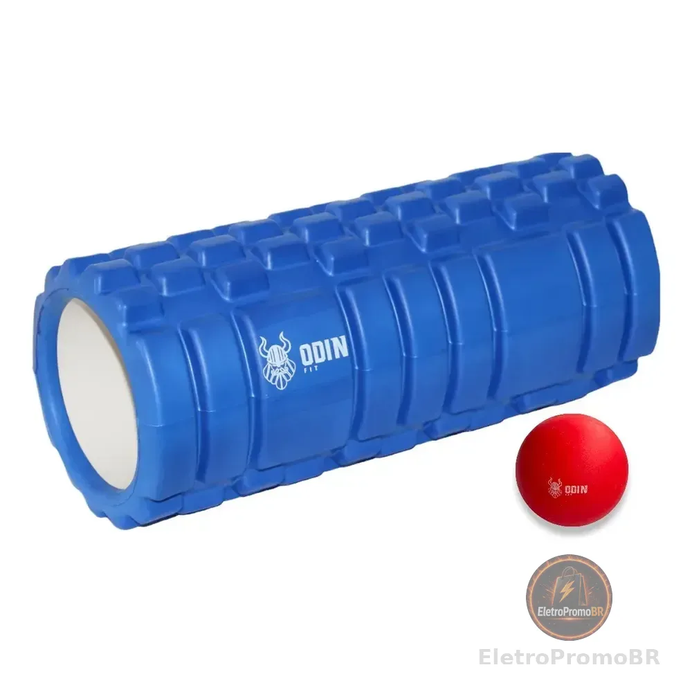 Rolo De Massagem Liberação Miofascial Bola Lacrosse Odin Fit Azul/vermelho