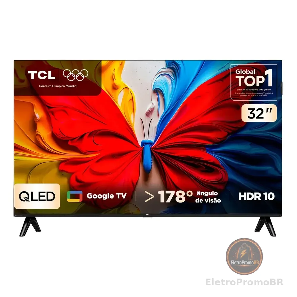 Smart Tv Tcl 32 Polegadas Hd Qled S5k Wifi Bluetooth Google Tv 2 Hdmi Hdr10 Dolby Audio 32s5k