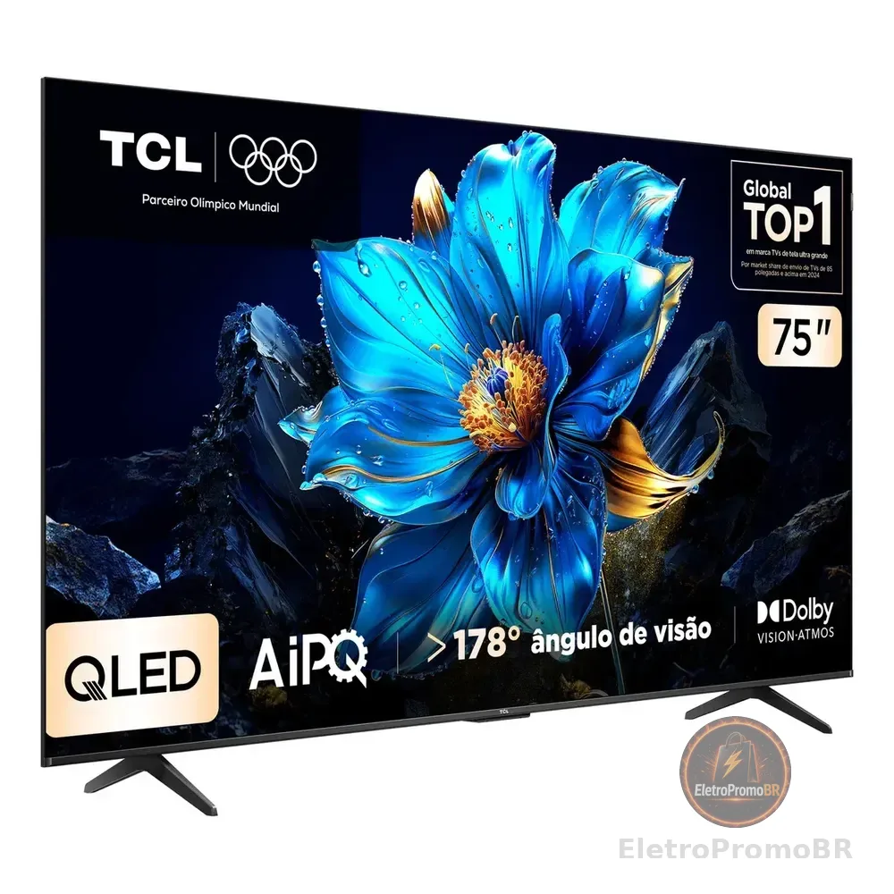 Smart Tv Tcl 75 Polegadas Qled 4k P7k Wifi Bluetooth Google Tv Hdr10+ Dolby Atmos Dolby Vision 75p7k