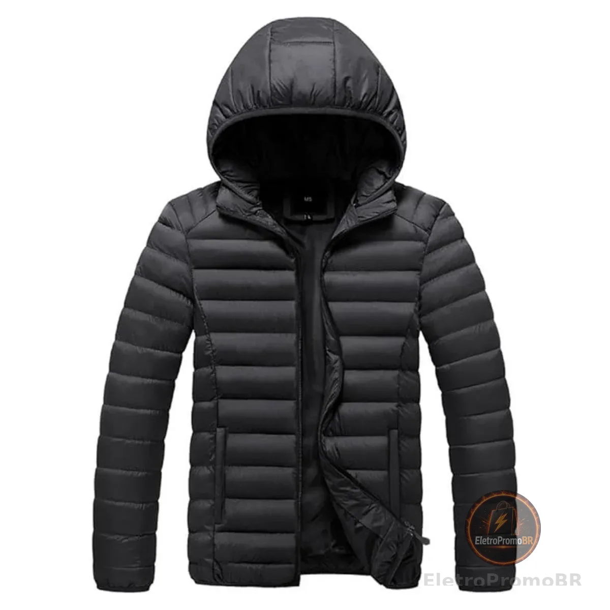 Jaqueta Puffer Bobojaco Feminina Casaco Corta Vento Acolchoada Impermeável Bolsos Capuz Removível