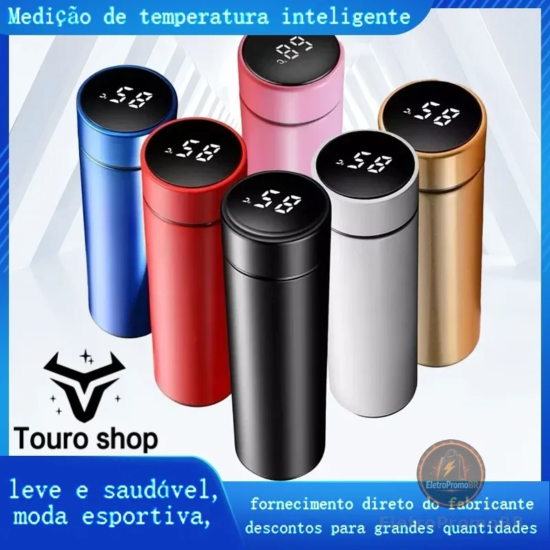 Garrafa Térmica Inox 500ml com Termômetro LED - Estilo Moderno e Isolamento Superior