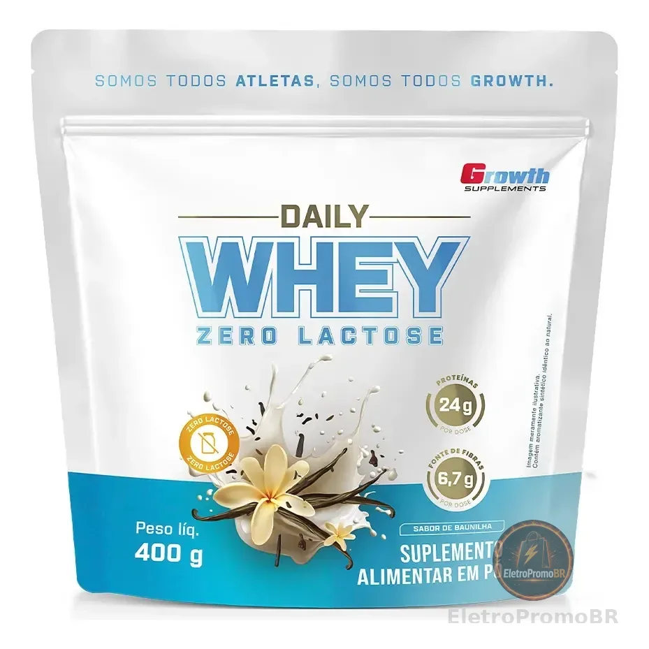 Daily Whey Protein Zero Lactose 400g Growth Supplements Baunilha