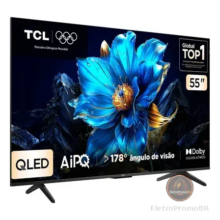 Smart Tv Tcl 55 Polegadas Qled 4k P7k Wifi Bluetooth Google Tv Hdr10+ Dolby Atmos Dolby Vision 55p7k