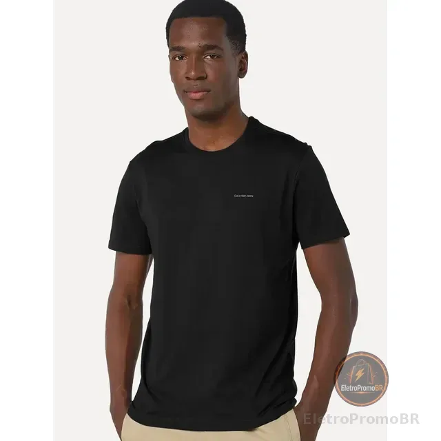 Camiseta Calvin Klein Jeans Light New Nape Logo Preta