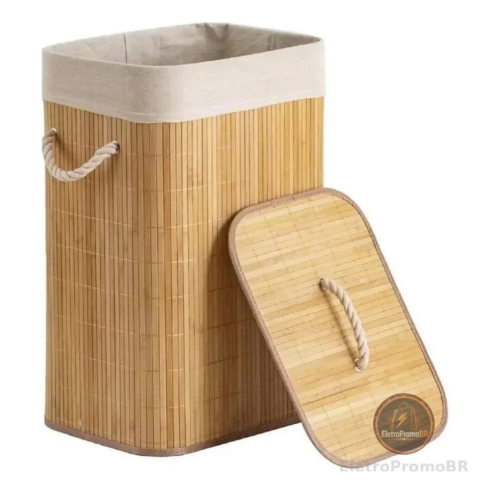 Cesto De Roupas De Bambu 50 Litros Yikasa