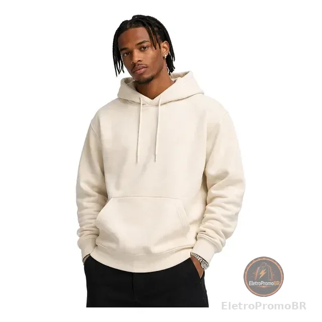 Blusa De Frio Moletom Estilo Canguru Com Capuz  Bolso Macio