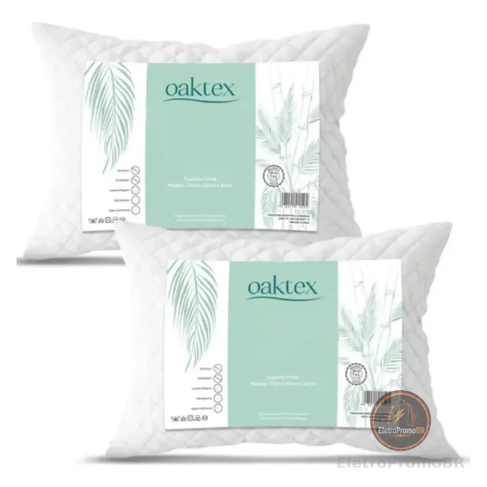 Kit C/2 Travesseiros Luxo Matelado Fibra Antialérgica 50x70 Branco