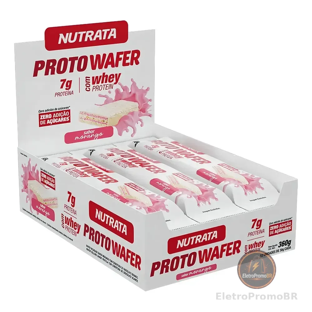 Proto Wafer Protobar Havanna Caixa 12 Unidades - Nutrata Sabor Morango