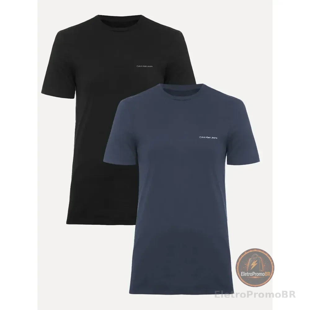 Kit Camisetas Masculinas Calvin Klein Jeans Preta/azul Marinho M