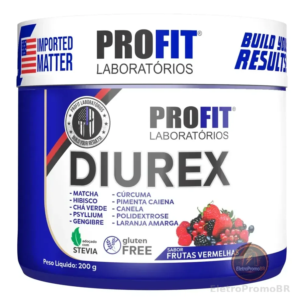 Diurex Chá Diurético Termogênico Detox 200g - Profit Sabor Frutas Vermelhas Fruta Vermelhas