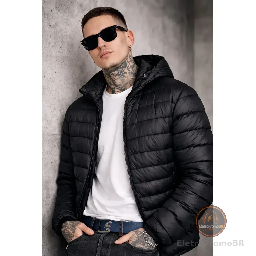 Jaqueta Puffer Casaco Masculino Qualidade Premium Preto M Lisa