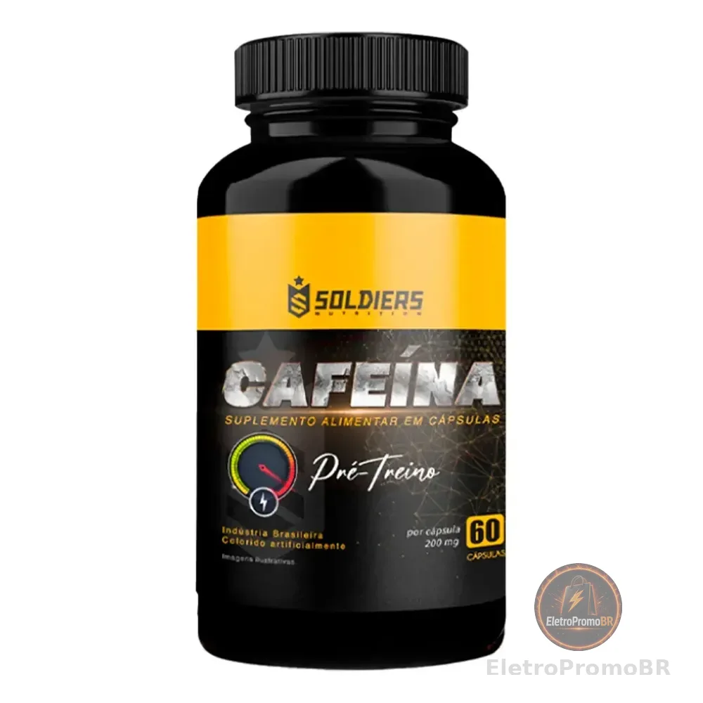 Termogênico Cafeína 60 Caps 200mg 100% Pura Soldiers Nutrition Energia Definição Corporal Natural