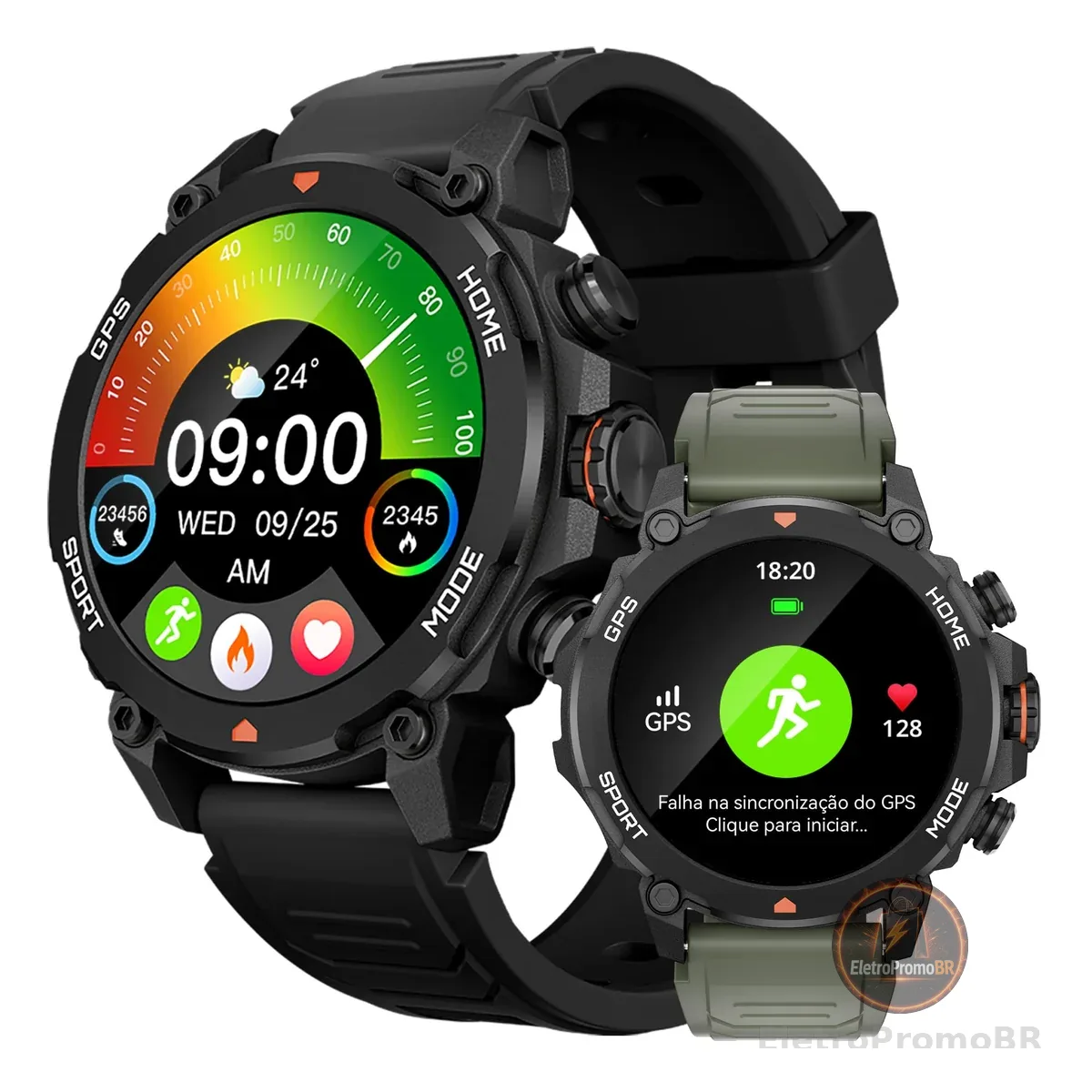 AURAFIT Smartwatch Relogio Inteligente Masculino Relógio Inteligente, GPS 150+ Monitoramento Esportivo, Altímetro Barômetro Bússola, Chamadas Bluetooth, 5ATM a Prova d'Agua, Tela AMOLED 3,6 cm